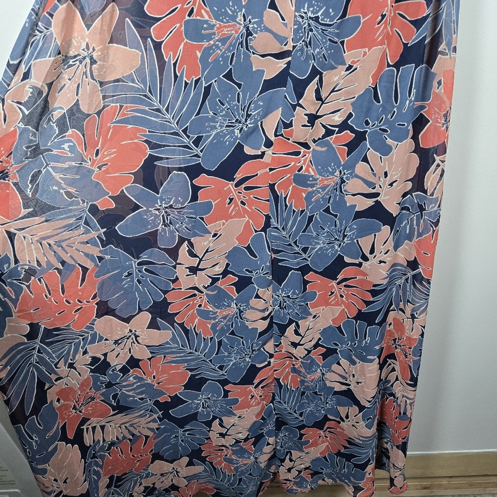 Lulus Fragrant Blooms Navy Blue Pink Tropical Floral Print Maxi Dress Size Small - Picture 14 of 16